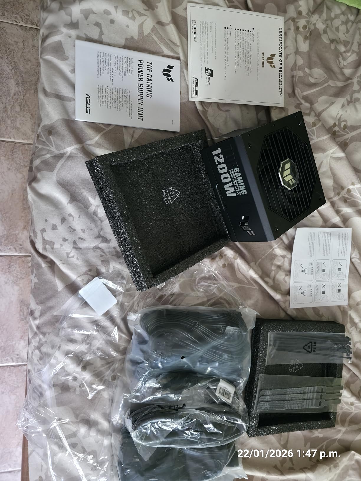 ASUS TUF Gaming 1200W Gold (1200 Watt, ATX 3.0 Compatible Fully Modular Power Supply, 80+ Gold Certified, Military-Grade Components, Dual Ball Bearing, 10 Year Warranty) customer photo 1