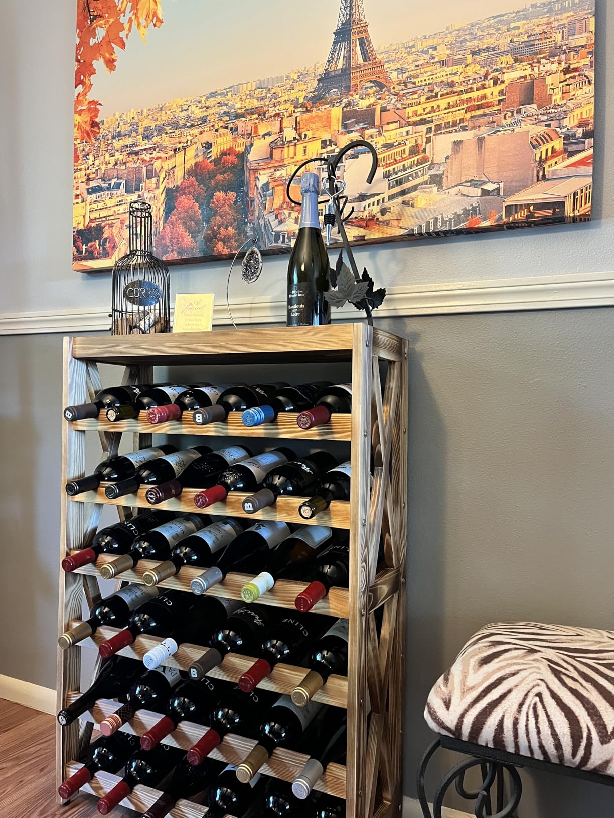 Modular Real Wood Wine Storage Racks - Stackable Wine Rack, Free Standing Floor Wooden Wine Rack, Premium Wine Storage Rack Elegant Display and Organizing for Kitchen and Cellar 8 Tier 72 Bottles customer photo 1