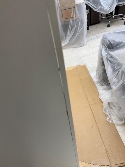 AHB Reception Desk with Counter, Modern Front Table Equipped Lockers & Storage Shelves, 50-inch Checkout Counter with LED Lights & DIY Stripe for Lobbies, Salons, Retail, Home Offices, Reception Room customer photo 1