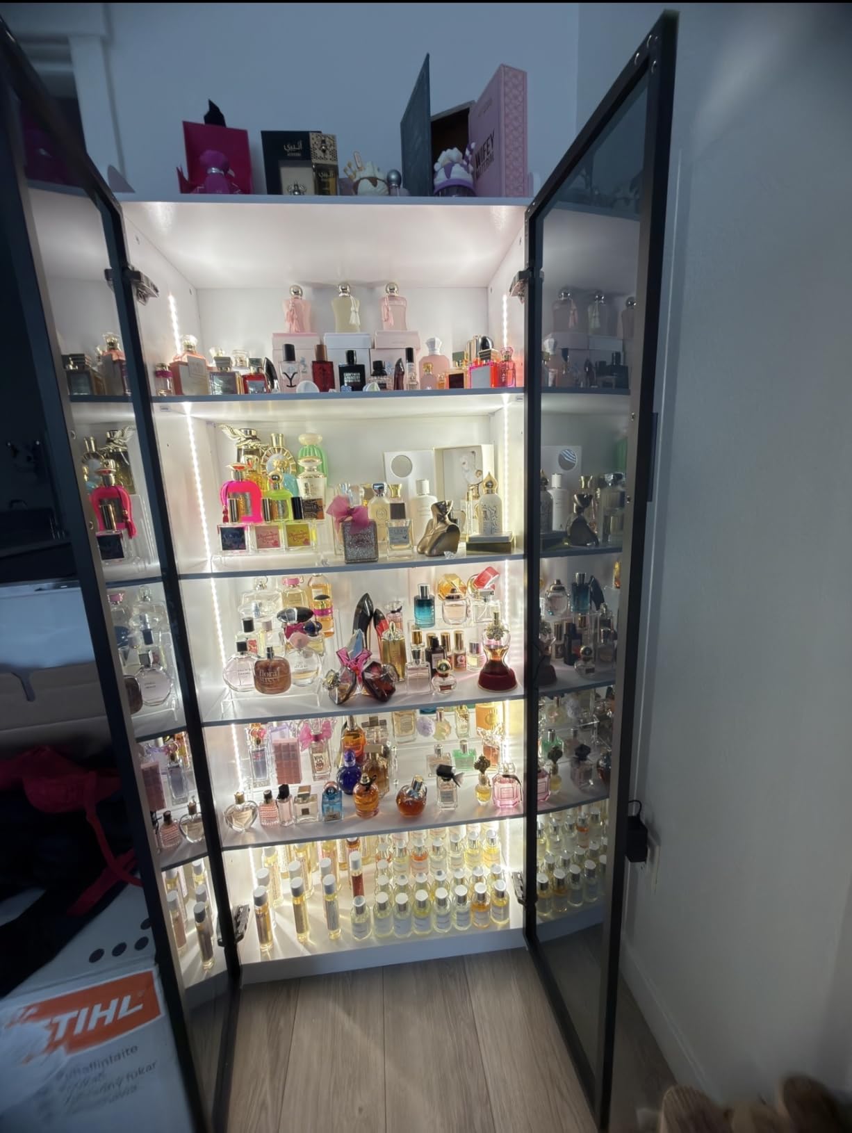 Display Cabinet with Doors and Adjustable Shelves, 65