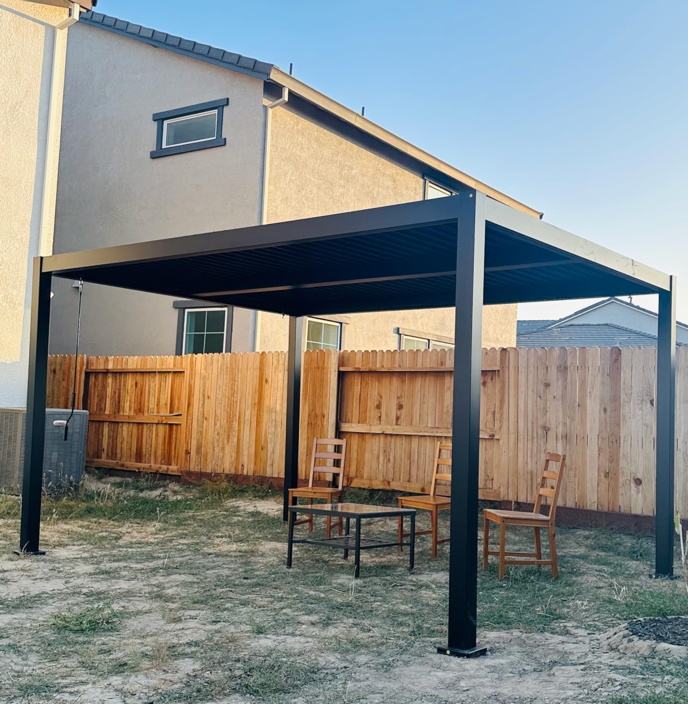 10' ×13' Aluminum Louvered Pergola, Outdoor Pergola with Curtains & Netting, Outdoor Hardtop Gazebo with Adjustable Roof, All-Weather Metal Pergola for Patio, Garden, Deck (Black with Curtain) customer photo 1