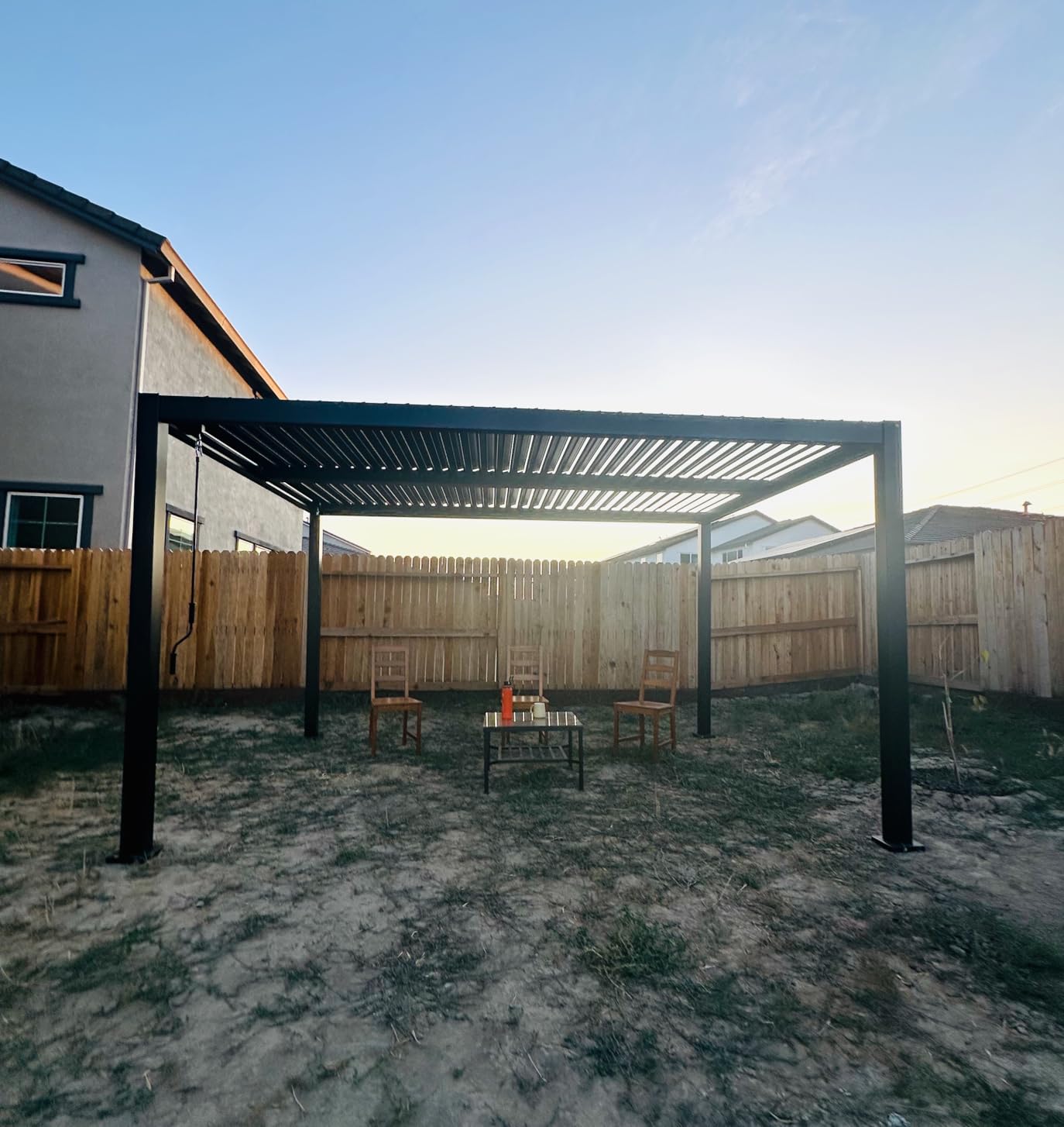 10' ×13' Aluminum Louvered Pergola, Outdoor Pergola with Curtains & Netting, Outdoor Hardtop Gazebo with Adjustable Roof, All-Weather Metal Pergola for Patio, Garden, Deck (Black with Curtain) customer photo 2