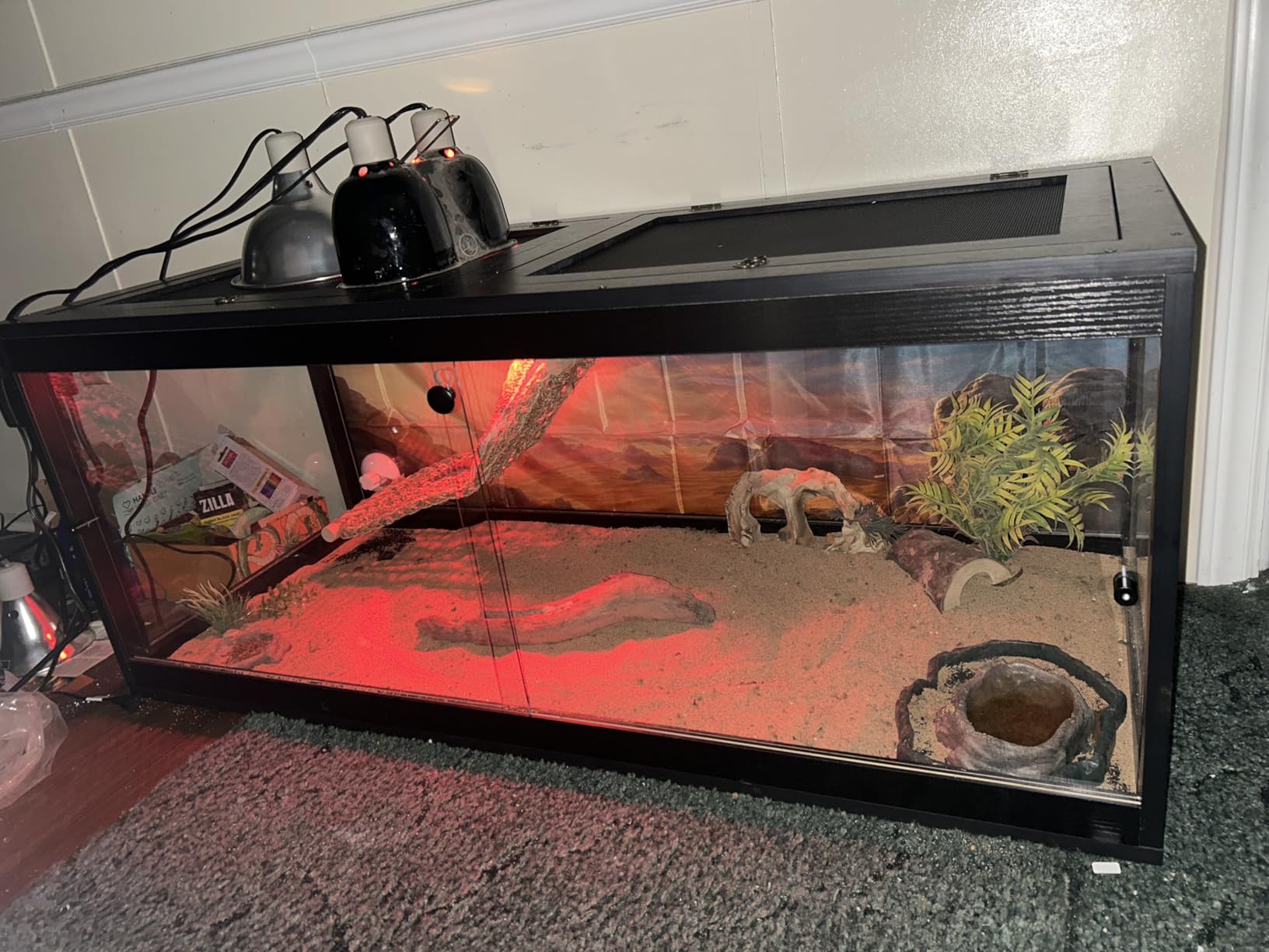 PROLEE Reptile Tank, 82 Gallon Beard Dragon Tank, Tempered Glass Reptile Encloure and Snake Tank with Locking Design for Lizard,Gecko,Chameleon (48