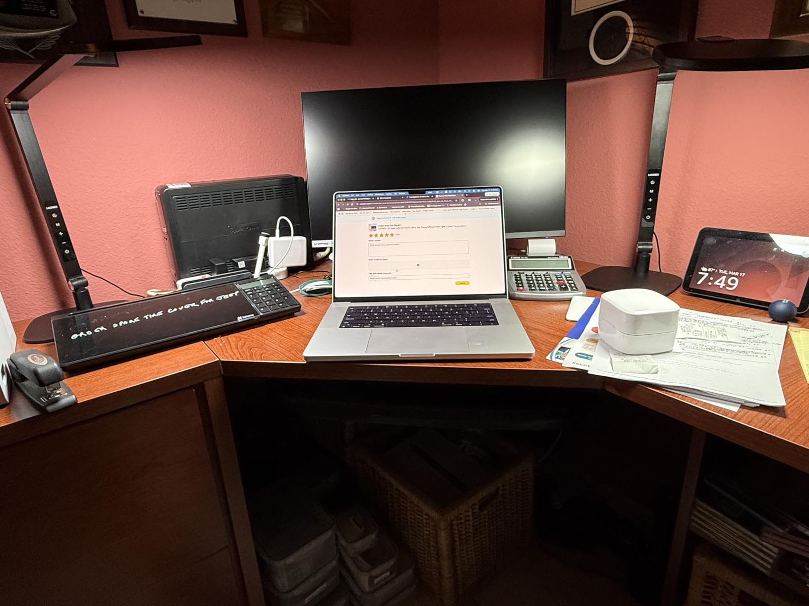 LED Desk Lamp for Home Office - Professional Eye-Caring Soft Diffused Light, Dimmable Desk Lamp with Adjustable Metal Swing Arm, Memory & Timer, Modern Anti-Glare Table Lamp customer photo 1