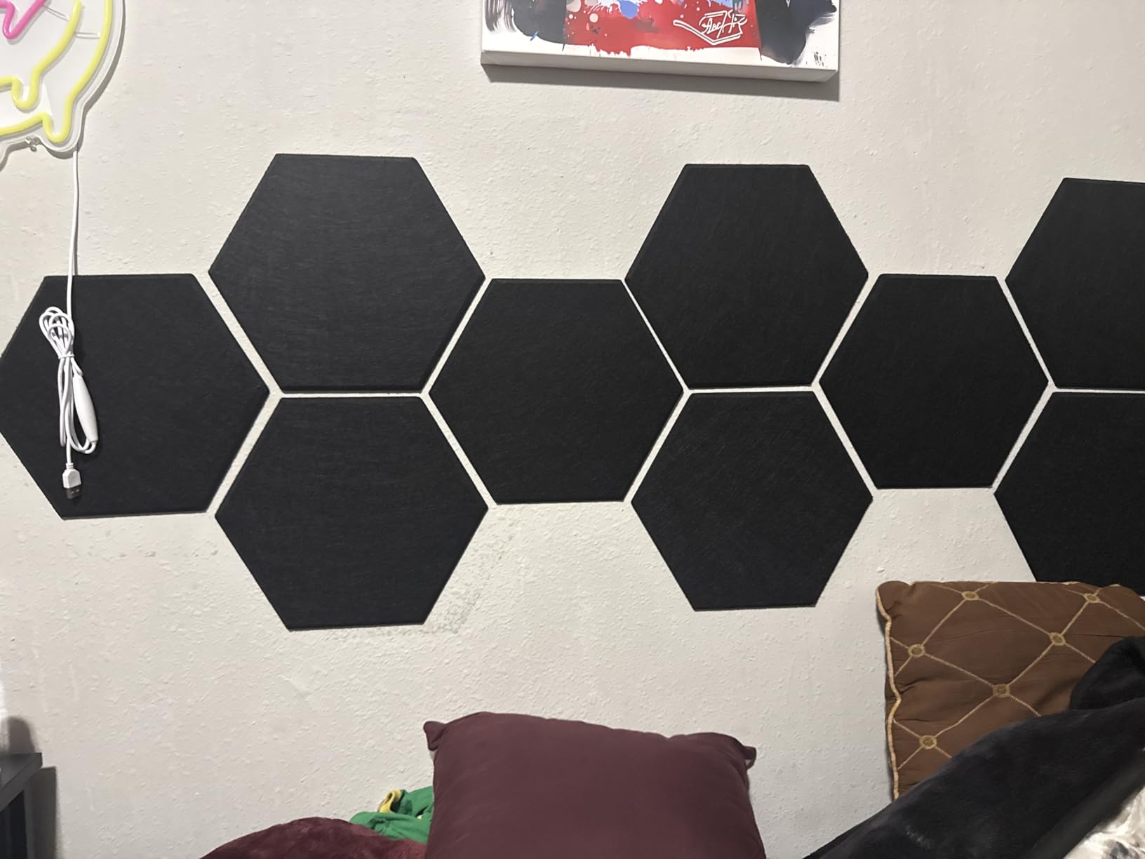 18 Pack Hexagon Acoustic Panels, Self-Adhesive Soundproof Wall Panels, High Density Acoustic Wall Panels, Sound Proofing Panels for Walls, Office, Recording Studio, Ceiling 12