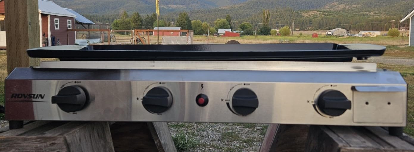 ROVSUN 4 Burner Portable Propane Griddle with Nonstick Enameled Tray, 40,000 BTU Tabletop Flat Top Gas Grill with Electronic Ignition & Regulator for Outdoor Cooking Camping BBQ Tailgating customer photo 2