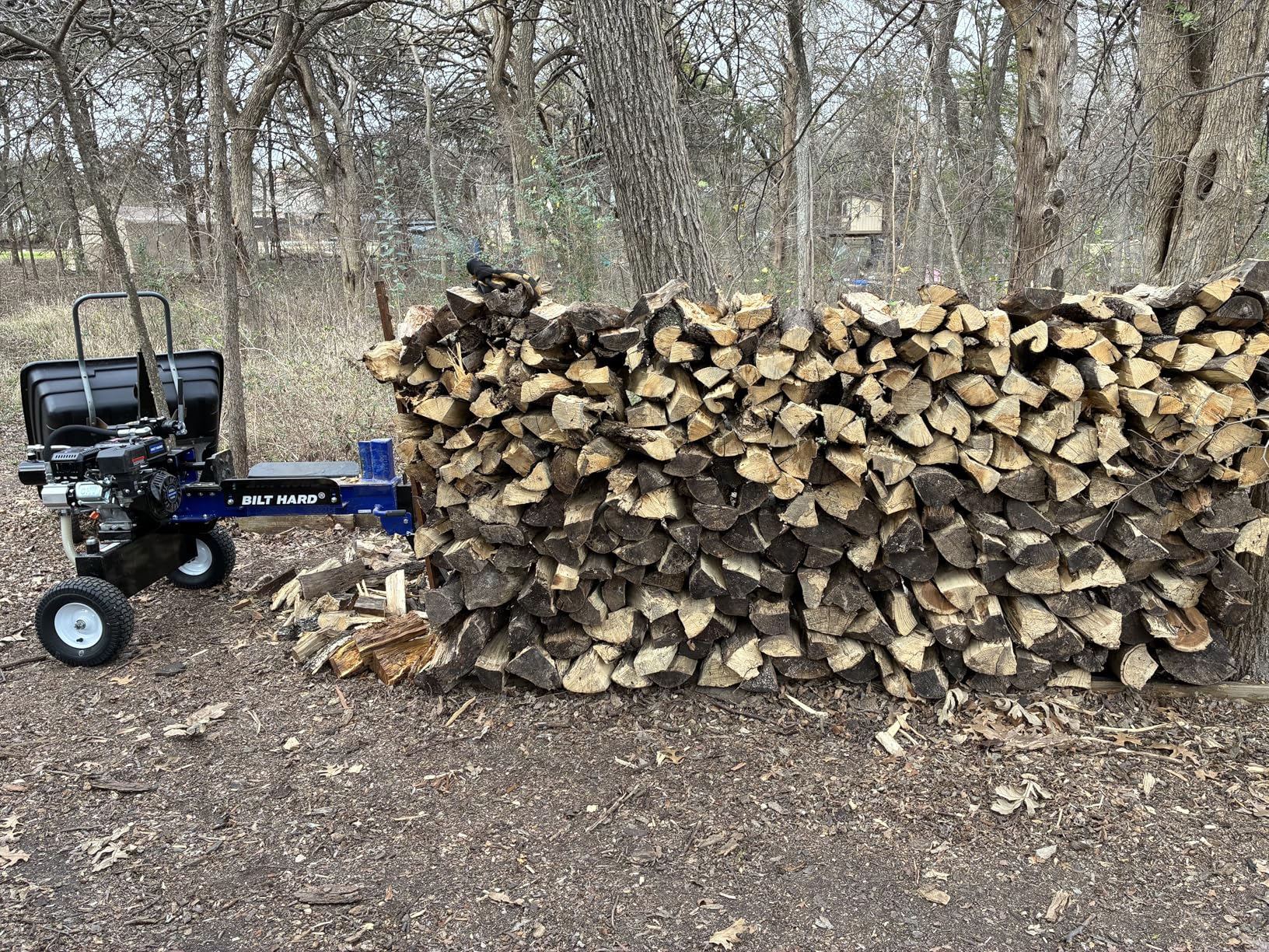 BILT HARD 20-Ton Gas Log Splitter, Hydraulic Wood Splitter with 7 HP 209cc OHV Engine, Towable Hitch, 13