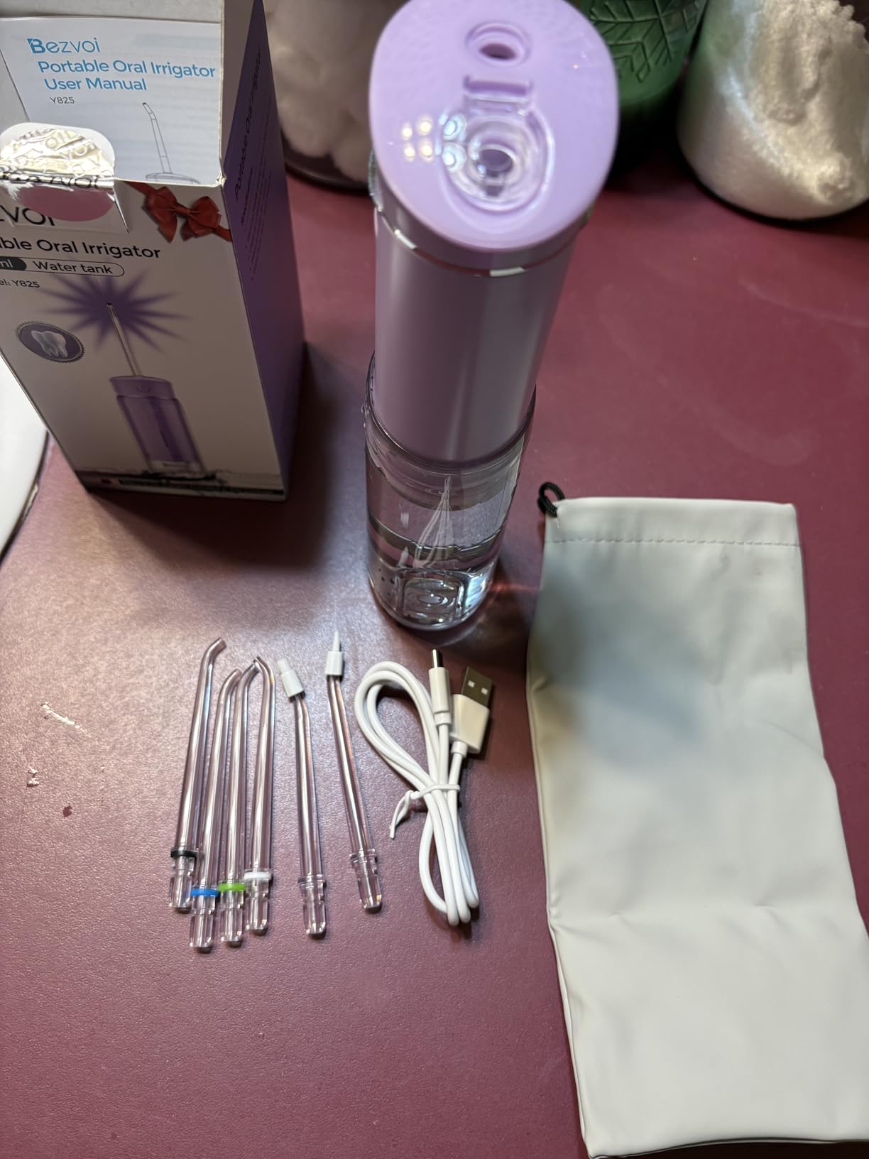 Bezvoi Water Flosser Mini Cordless Portable: 5 Modes Travel Water Dental Floss with Telescopic Water Tank, IPX7 Waterproof Oral Irrigator for Teeth Cleaning Gums, Orthodontic, Braces Care (Sky Blue) customer photo 1