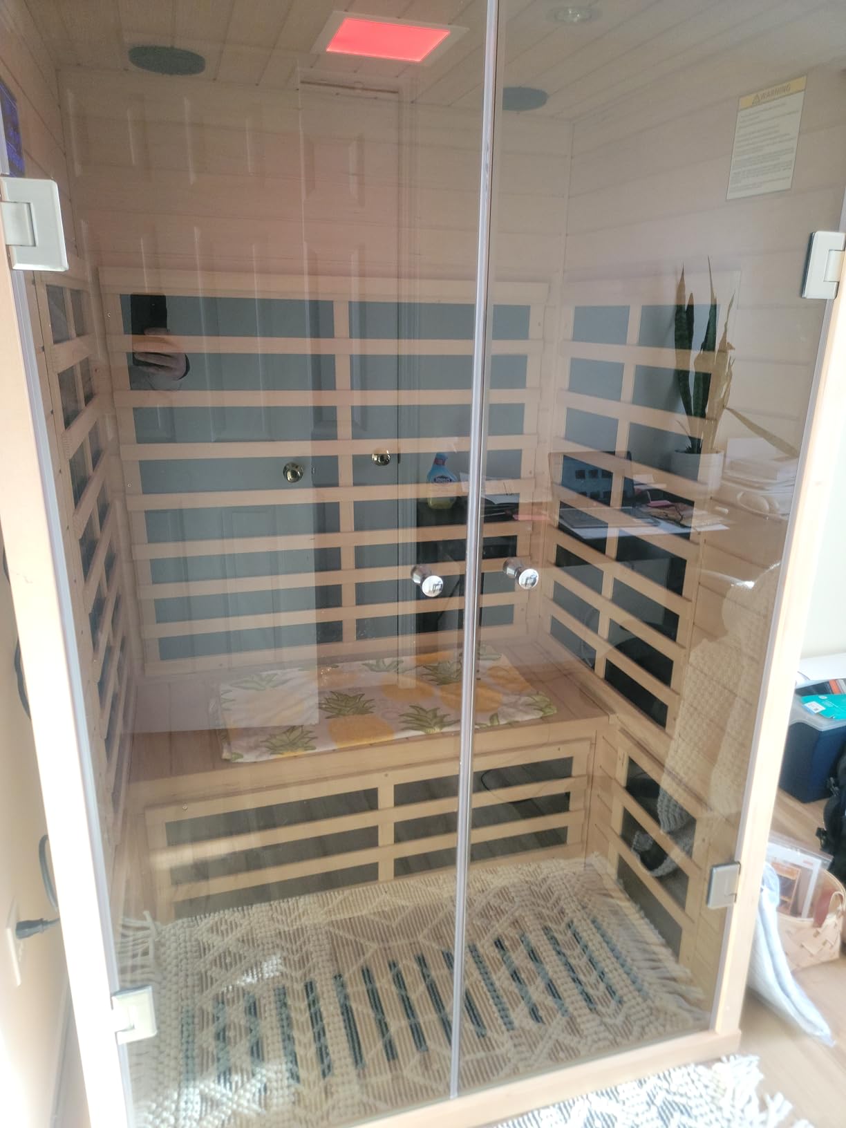 Smart APP Control 2-3 Person Ultra Low EMF (0-5mG) Far Infrared Sauna for Home, 1520W Hemlock Wood Sauna Room with Bluetooth Speaker & Chromotherapy Lights, LCD Touch Panel customer photo 1