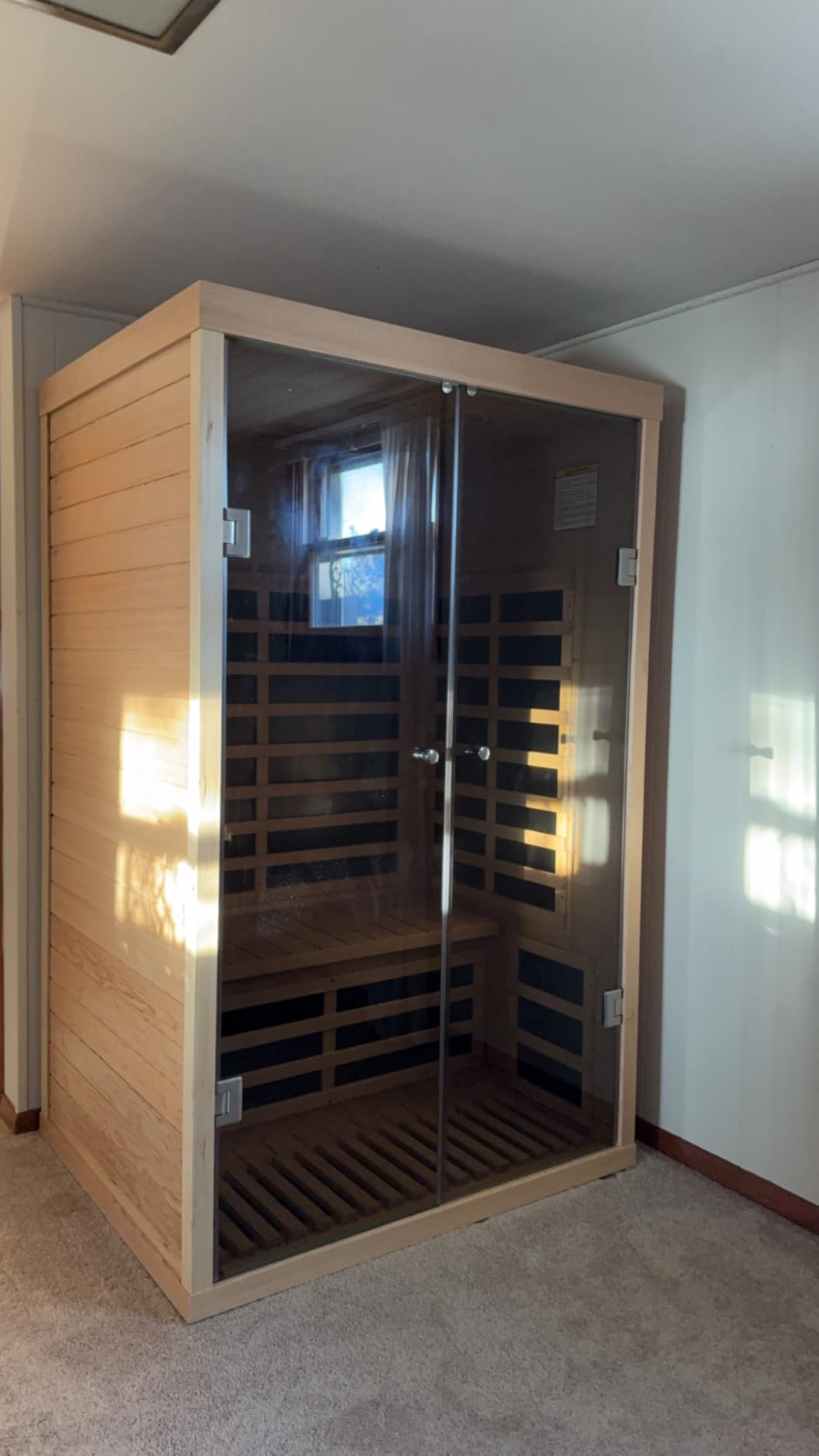 Smart APP Control 2-3 Person Ultra Low EMF (0-5mG) Far Infrared Sauna for Home, 1520W Hemlock Wood Sauna Room with Bluetooth Speaker & Chromotherapy Lights, LCD Touch Panel customer photo 2