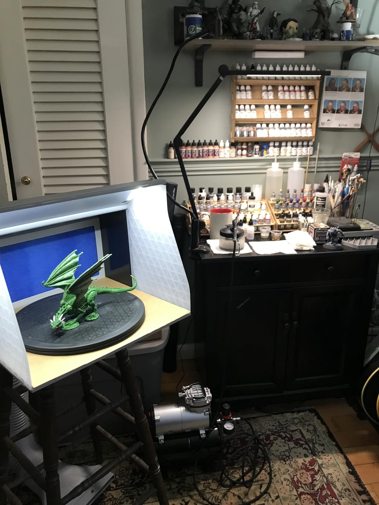 CO-Z Airbrush Spray Booth with Dual Fans & 4 LED Lights, Folding Painting Booth with 19.5 cm Turntable, Portable Hobby Air Brush Booth with 140 cm Exhaust Hose for DIY Painting Model Craft Cake More customer photo 1