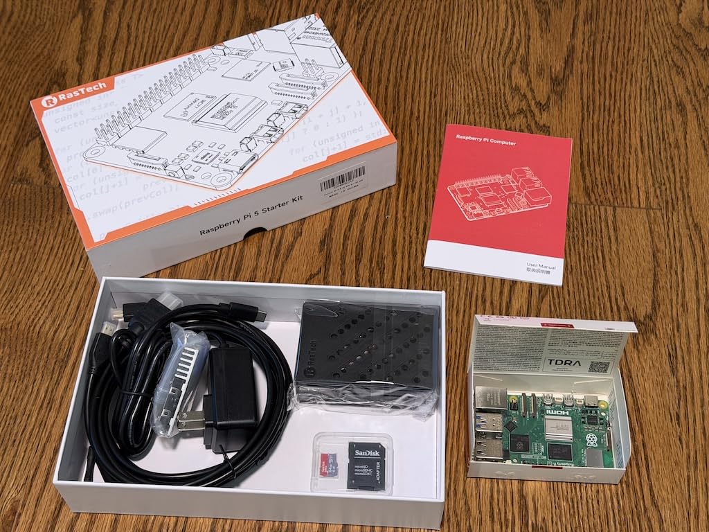 RasTech Raspberry Pi 5 8GB Kit 64GB Edition with Active Cooler, 27W GaN 5.1V5A USB-C Power Supply, Pi5 8GB Board, 64GB Card Readers Kit, Pi 5 Case, Dual 4K Micro HD Out Cables and User Manual customer photo 1