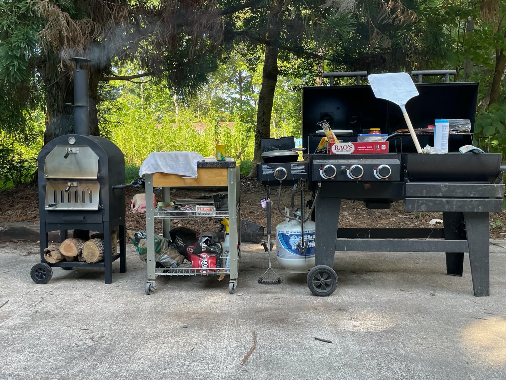 Giantex Pizza Oven Outdoor - Wood Fired Pizza Oven with 2 Side Tables, Pizza Stone, Pizza Peel, Cover, Cooking Grids, Pizza Maker on Wheels for Outside Charcoal Grill Backyard Party Camping customer photo 2