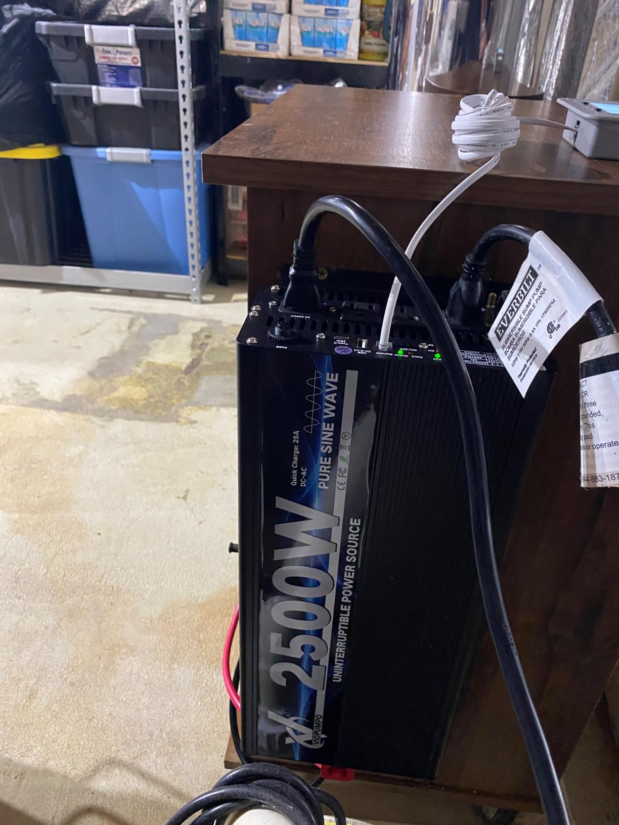2000 Watt Sump Pump Backup Battery System, Automatic Switchover to Battery Inverter Power, Professional Backup System in Case of Power Failure, Pure Sine Wave Output with LCD Screen customer photo 1