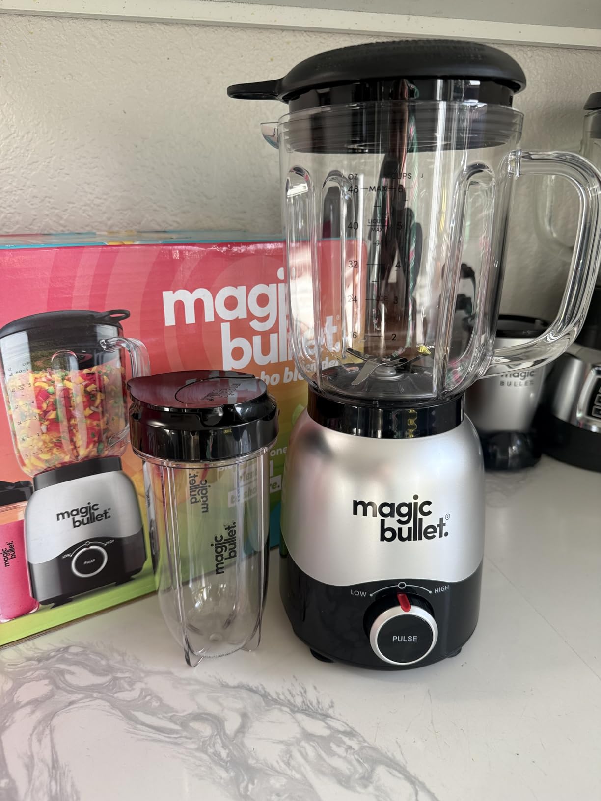 magic bullet Combo Blender, 600W, 48oz Pitcher, 16oz Cup with To-Go Lid, Easy Cleaning, Cross Blade, for Smoothies, Sauces, Shakes, Salsa, Hot Blends, Silver, MBF50200 customer photo 1
