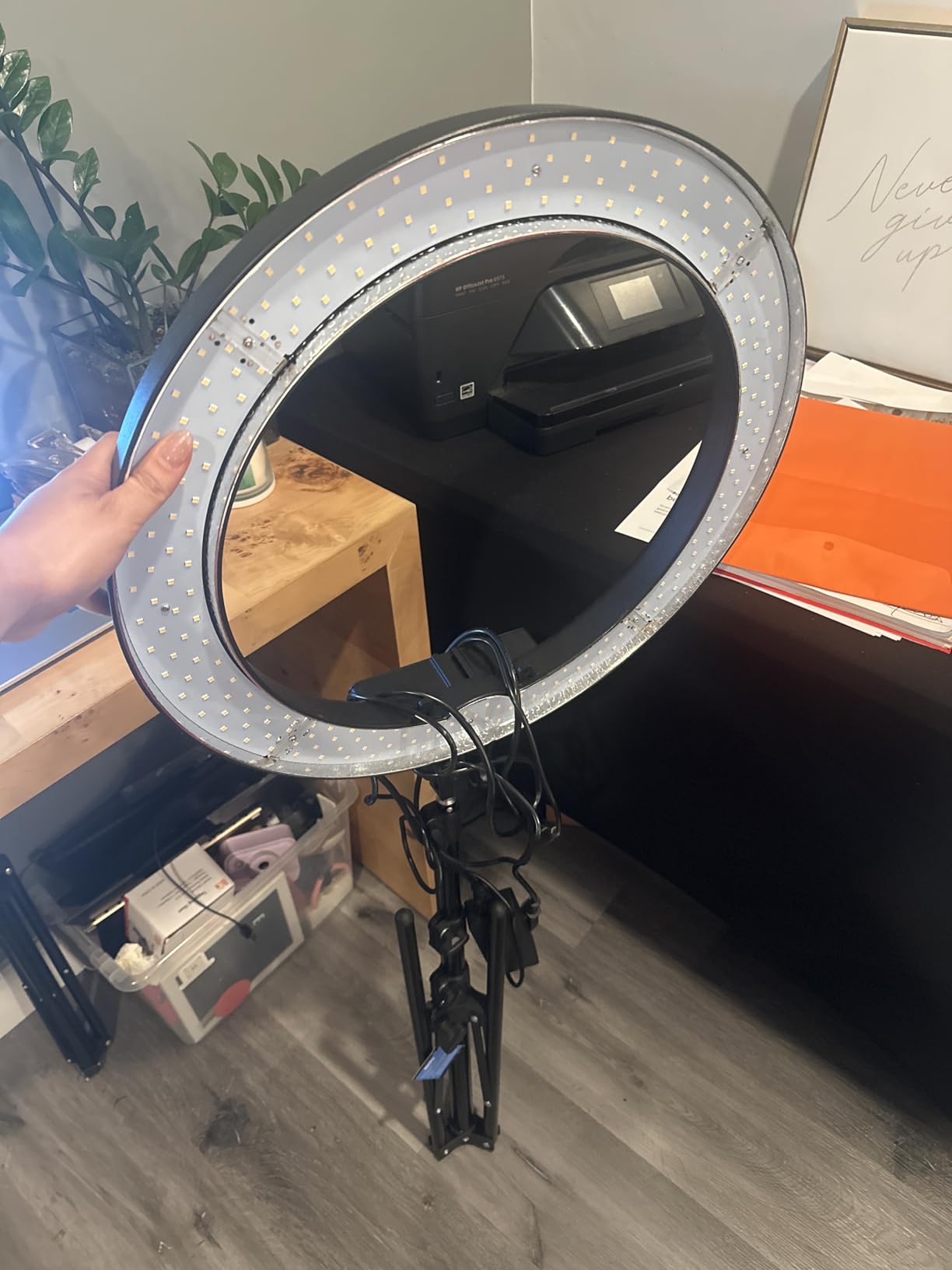 NEEWER 18 Inch Ring Light with Tripod Stand, 55W Large LED Ringlight, Cold Shoe Phone Holder Compatible with iPhone Camera for Video Recording Photography Streaming Selfie Makeup Studio Photo, RL-18 customer photo 2