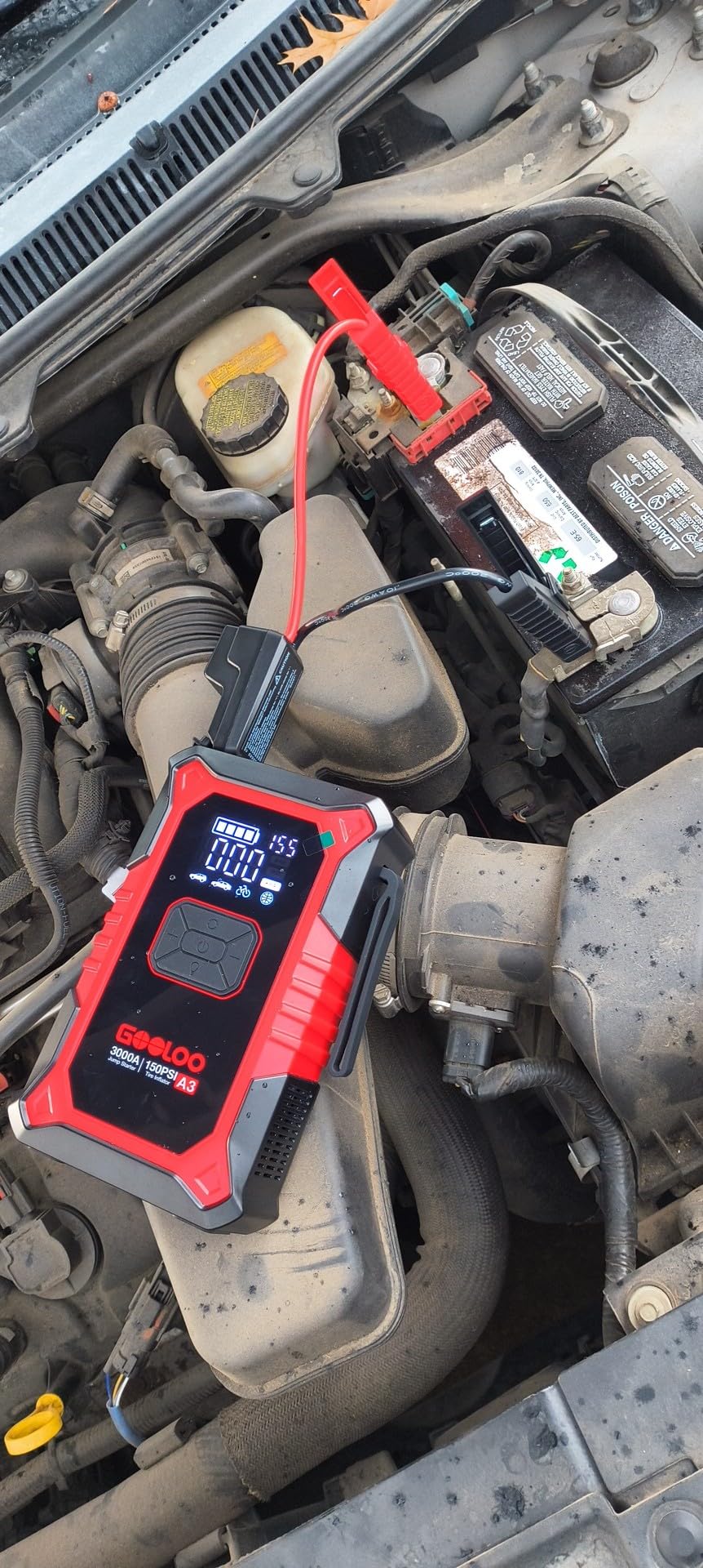 GOOLOO A3 Jump Starter with Air Compressor, 3000A Portable Car Battery Booster (9.0 Gas/6.5L Diesel) with 150PSI Auto-Shutoff Tire Inflator, 12V Supersafe Lithium Jump Box Car Battery Jumper Starter customer photo 2