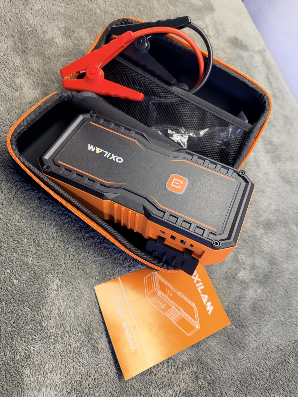 OXILAM Jump Starter 6000A for All Gas/12L Diesel, Car Battery Jumper Starter Portable, 12V Lithium Jump Box with Jumper Cables, LED Display, LED Light, Power Bank with USB, Type C Port customer photo 2