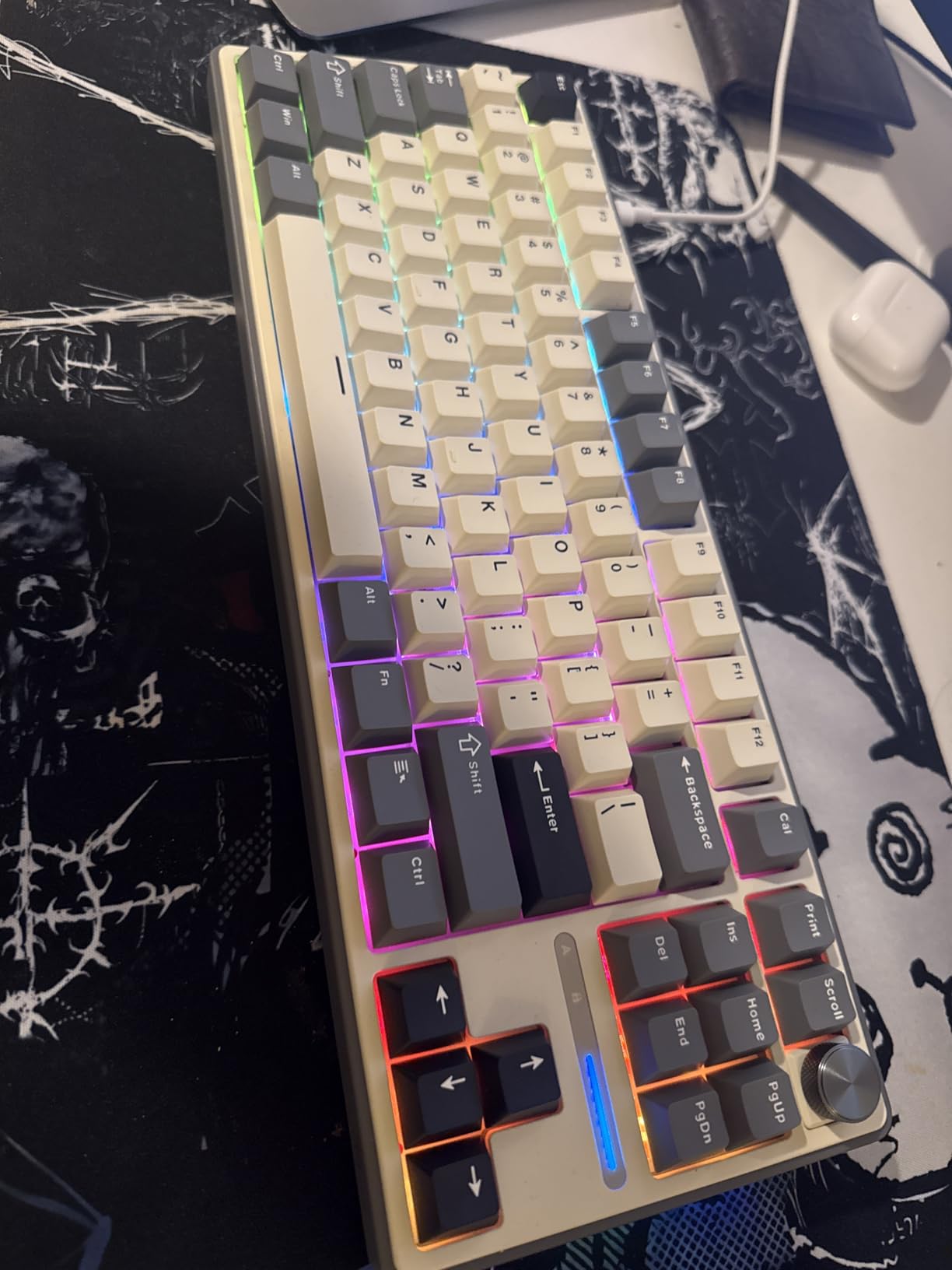 RK ROYAL KLUDGE R87 Pro Wired Mechanical Keyboard with Hot Swappable Knob 75% RGB Backlit Gaming Keyboard 88 Keys TKL Gasket Mounted with QMK/VIA and Linear Creamy Switch customer photo 1