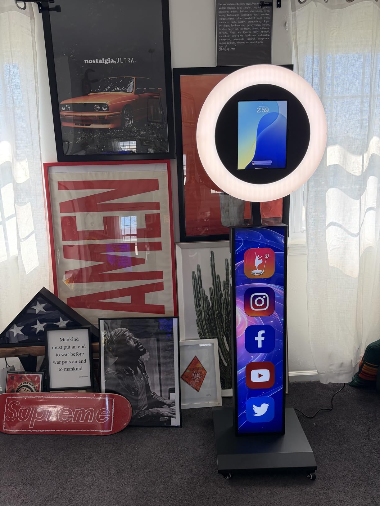 JIYANG Portable Photo Booth Compatible with Any Ipad,Photo Booth Stand Shell with ChackTok PhotoBooth VIP Member and Flight Case,Free Custom Logo,Perfect for Parties,Wedding and Events(Black) customer photo 1