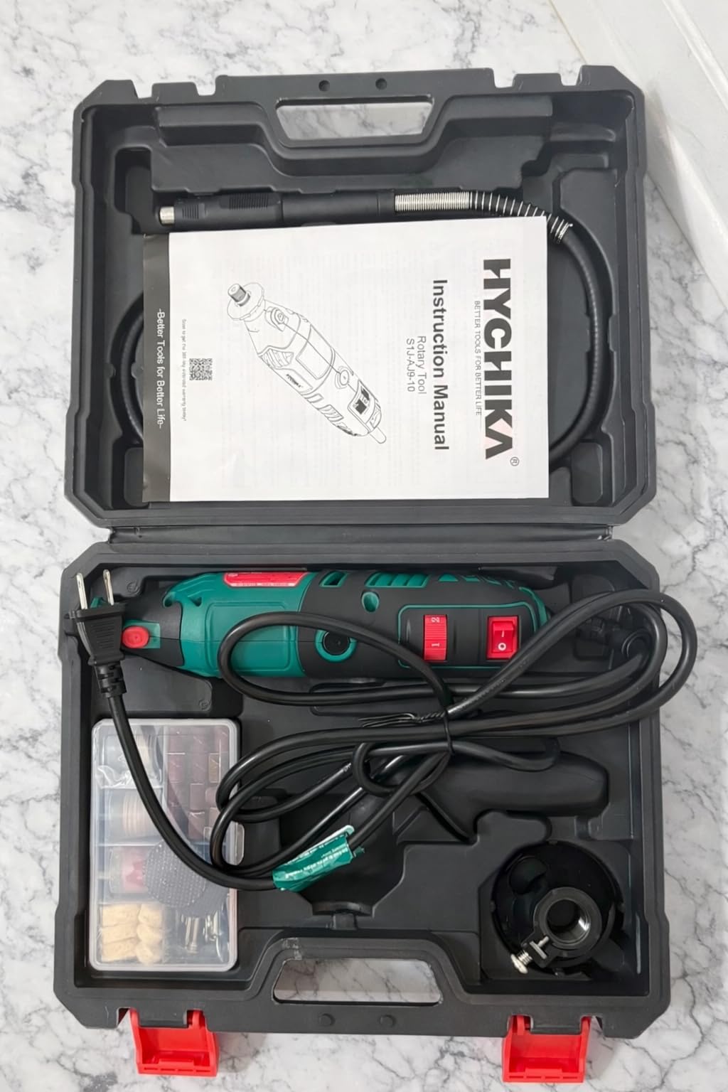 HYCHIKA 180W Rotary Tool, Variable Speed Rotary Tool Kit with Flex Shaft, 173pcs Accessories Kit & 8000-35000RPM Multi-Tool, Perfect for Cutting, Detail Sanding, Engraving, Wood Carving, and Polishing customer photo 1