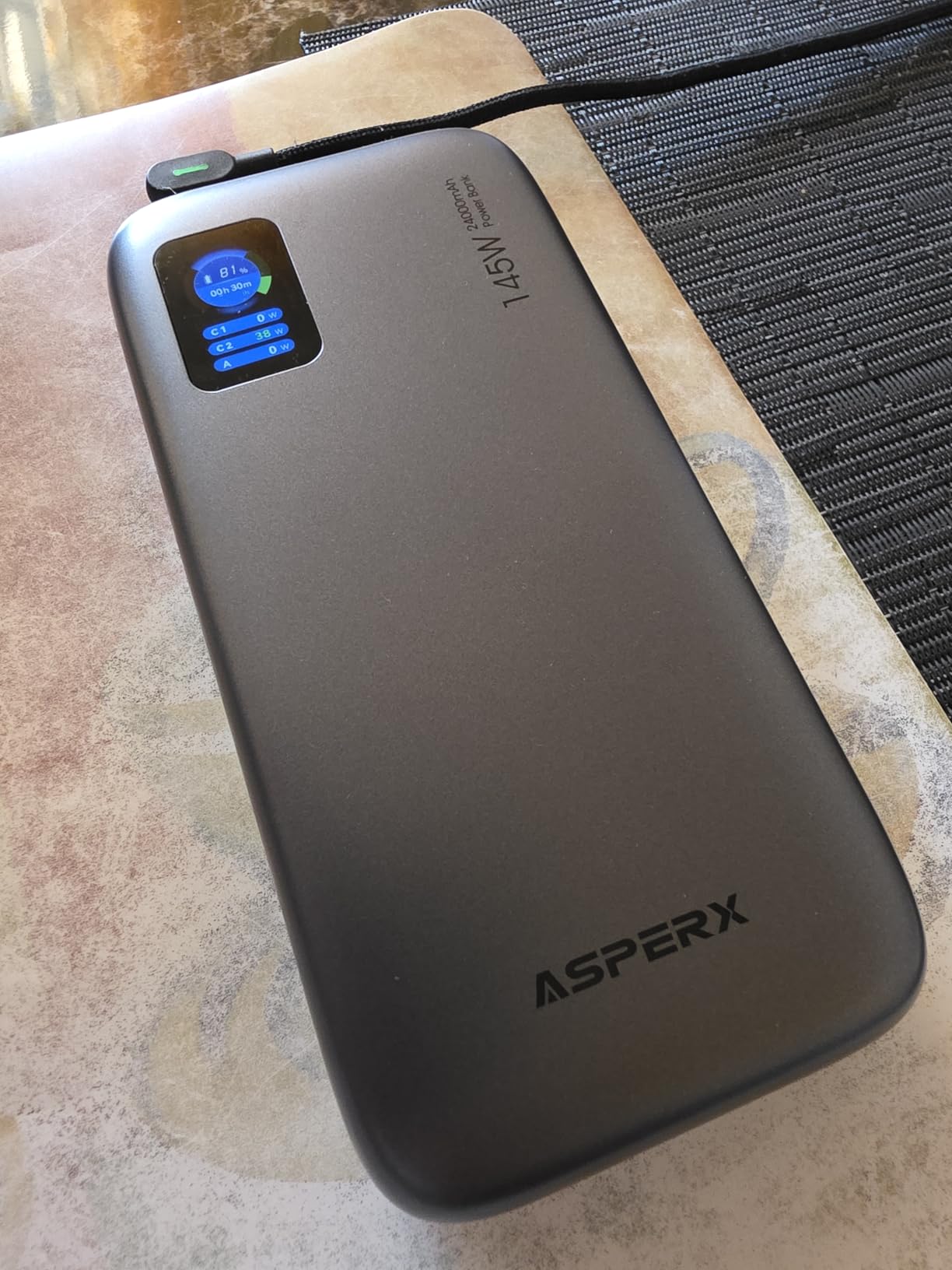 AsperX Laptop Power Bank, 25,000mAh 140W PD 3.1 Fast Charging Portable Charger, TFT Smart Display USB C Battery Pack (92.5Wh) customer photo 1