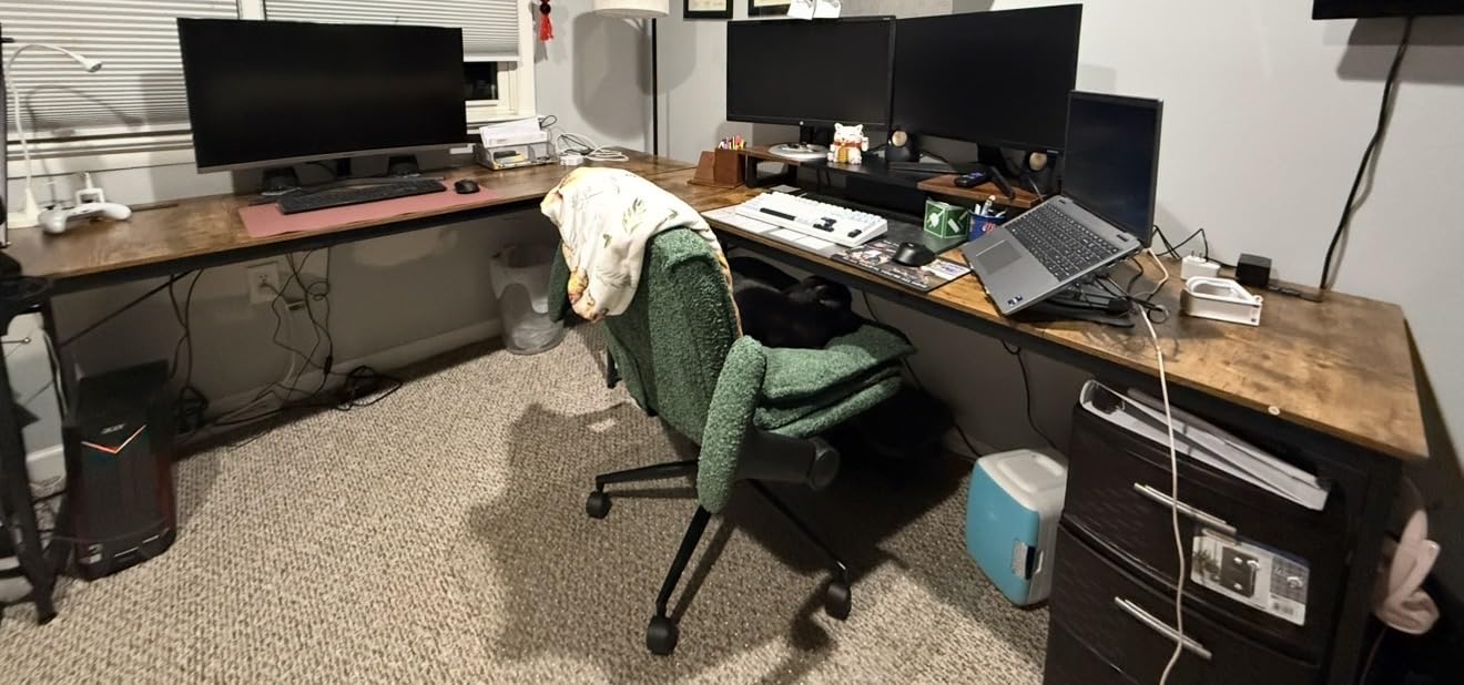 Coleshome 71 Inch Computer Desk with USB Ports, Large Office Desk, Long Study Student Writing Desk, Rustic Brown customer photo 1