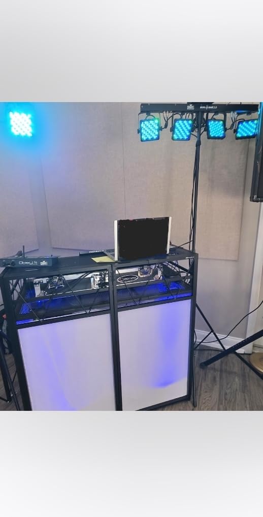 AxcessAbles Two-Tier Portable DJ Booth | Large DJ Table Stand w/ 43