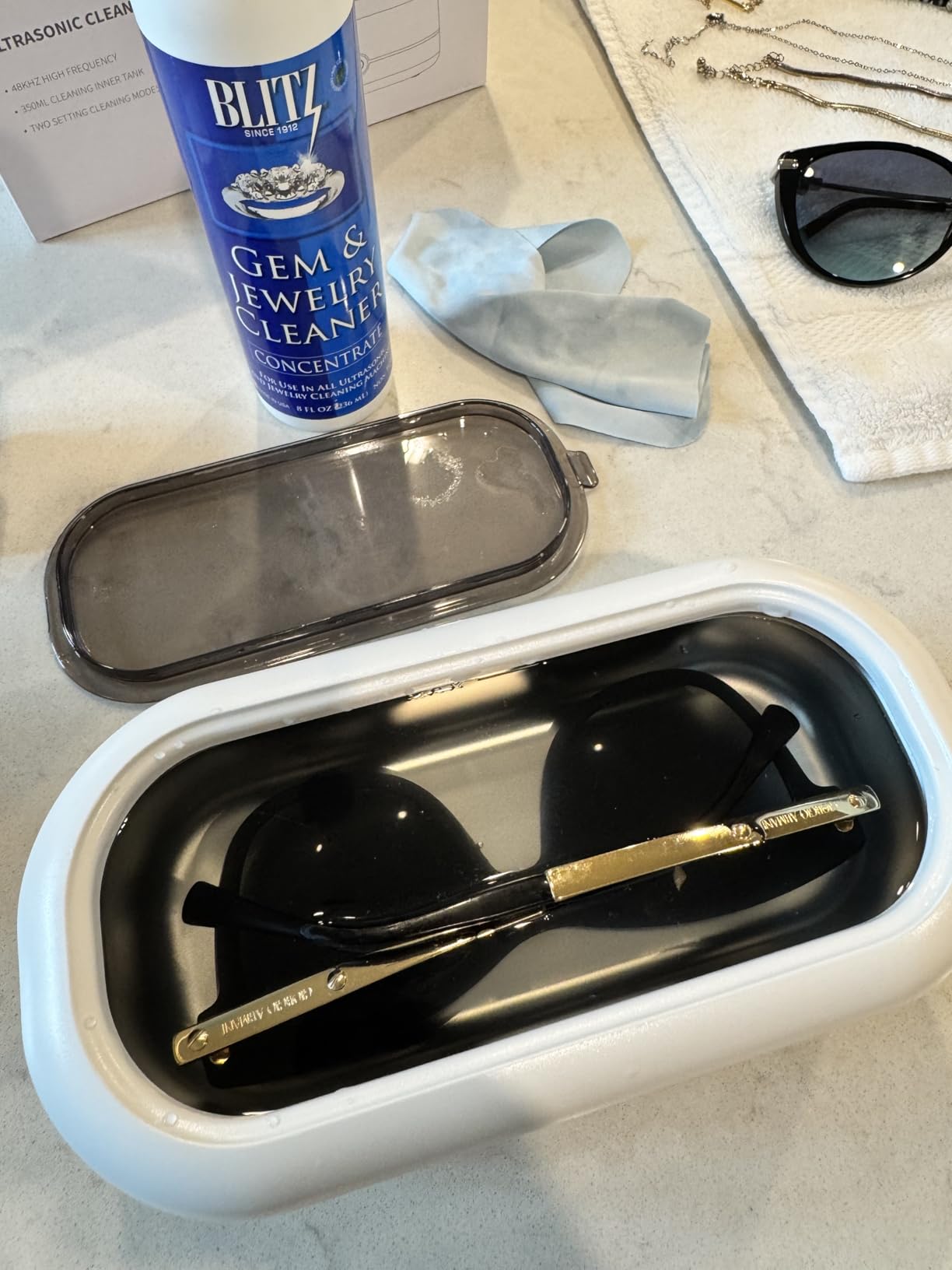 Ultrasonic Jewelry Cleaner, 48KHz Ultrasonic Cleaner Machine for Jewelry, Eyeglasses, Rings, Watch Strap, Dentures-Dual Cleaning Modes, 304 Stainless Steel Tank customer photo 2