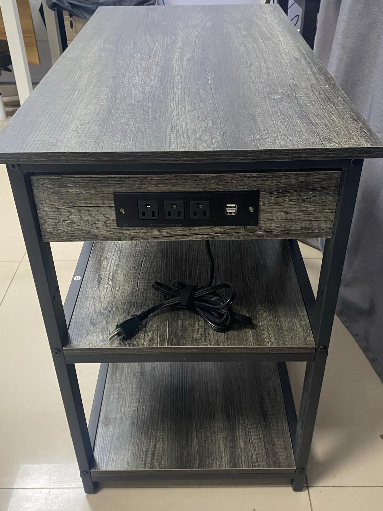 AQQA 40-50 Gallon Fish Tank Stand with 5 in 1 Power Outlets, 36x18 Inch Heavy Duty Metal Frame Aquarium Stand, Adjustable Storage Shelves, 720LBS Capacity Terrarium Stand, 3 Tiers Reptile Tank Stand customer photo 1