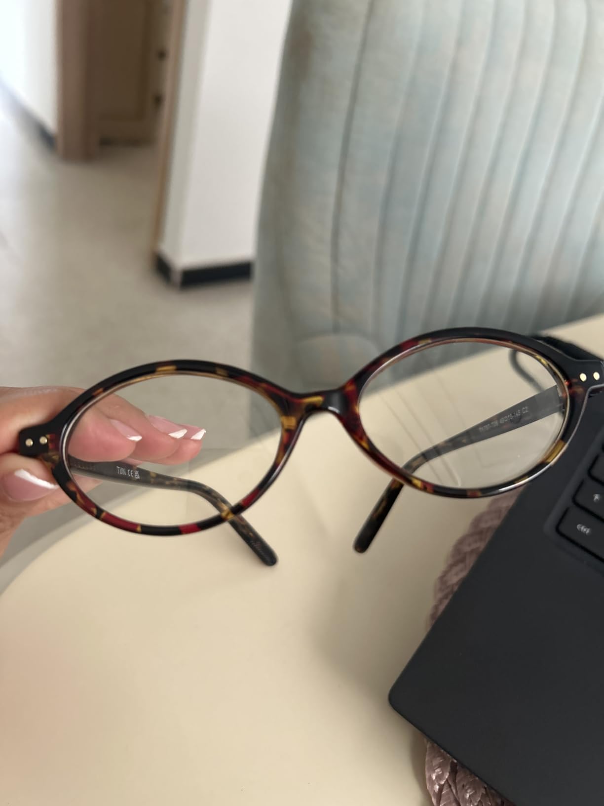 TIJN Olisa Blue Light Blocking Glasses for Women Men, Retro Oval Frame Bluelight Eyeglasses for Gaming/Computer/Screen customer photo 2