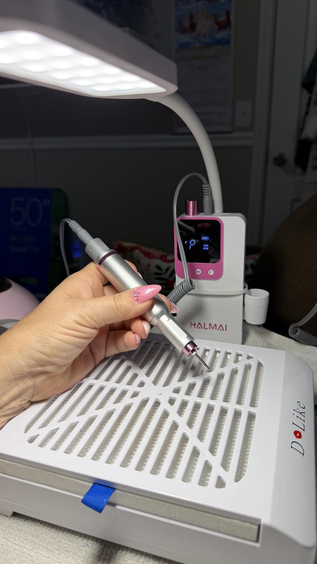 Electric Nail Drill Professional, Portable Nail File for Acrylic Gel Nails, Cordless Rechargeable Ultra Power Nail Drill Kit 40000RPM, HMC320 Salon-Grade Efile Nail Machine (Dark Grey) customer photo 2