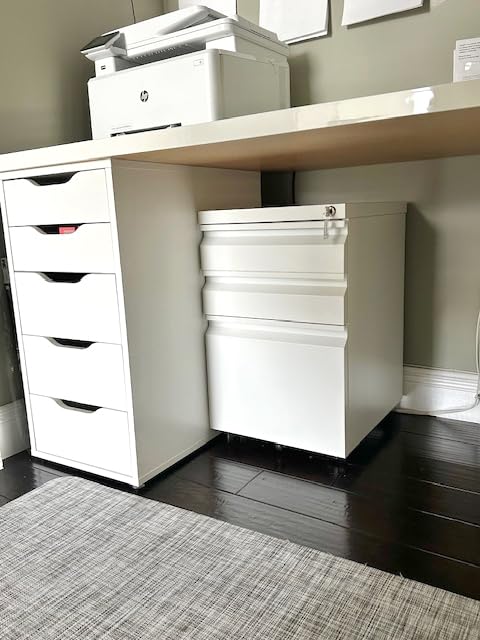 3 Drawer File Cabinet with Lock, File Cabinets for Home Office,Under Desk Cabinet, Locking File Cabinet for A4/Letter/Legal, Fully Assembled Expect Casters, Matte White customer photo 1