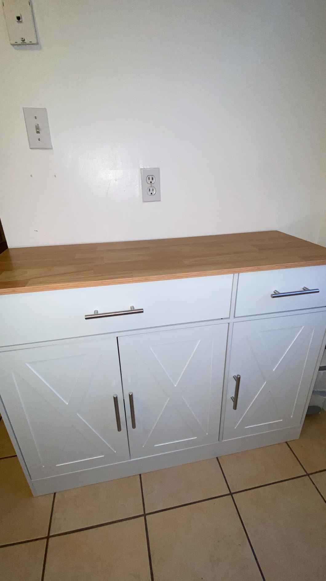 Shintenchi Modern Farmhouse Sideboard Buffet Cabinet with Storage with 3 Doors, 42