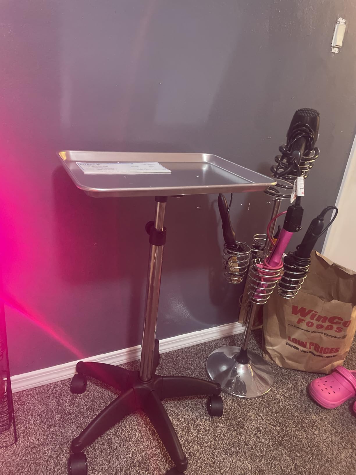 Salon Tray On Wheels Tattoo Tray Rolling Trolley Adjustable Height Storage Utility Cart for Clinic Spa Rolling Tray (Black) customer photo 1