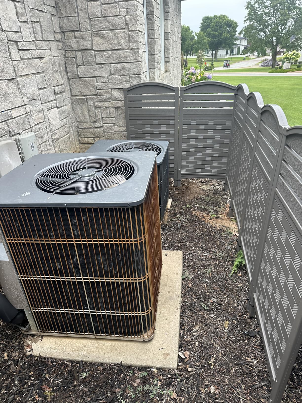 Outdoor Fence Privacy Panels, Resin Privacy Fence Panels for Outside, Air Conditioner/Trash Can/Pool Equipment Enclosure 4-Pack(Off-White) customer photo 2