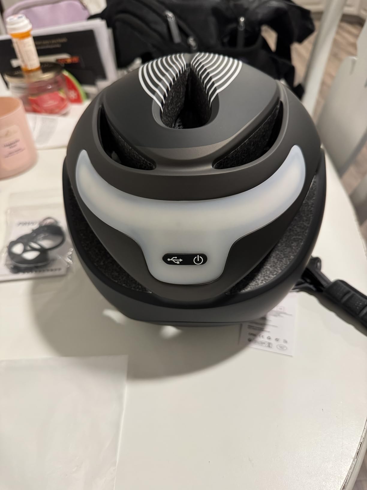 Favoto Bike Helmet with Turn Signals - CPSC Certificated Dual Shell Helmet with Removable Visor & Goggles USB Rechargeable customer photo 1