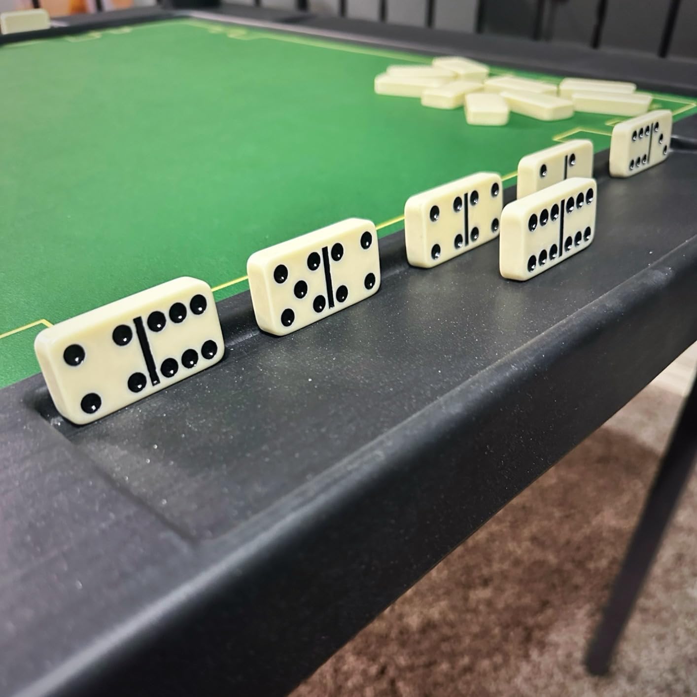 Queensell Folding Game Table with Double Sided Mat for Mahjong, Domino, Poker, Puzzle, Card - 35 x 35 Inches customer photo 2