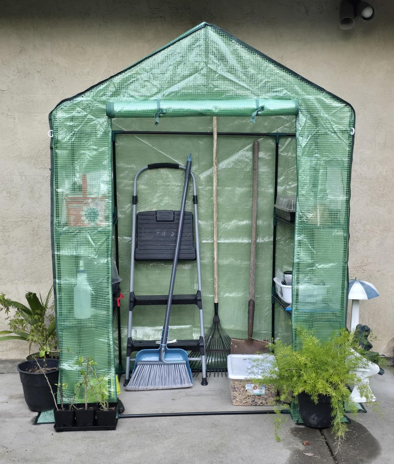Greengro Greenhouse, 28 x 57 x 76'' Greenhouses for Outdoors, Small Plant Green House with Screen Windows, 3 Tiers 4 Shelves, Durable PE Cover, Plastic Portable Walk in Greenhouses for Outside Indoor customer photo 2
