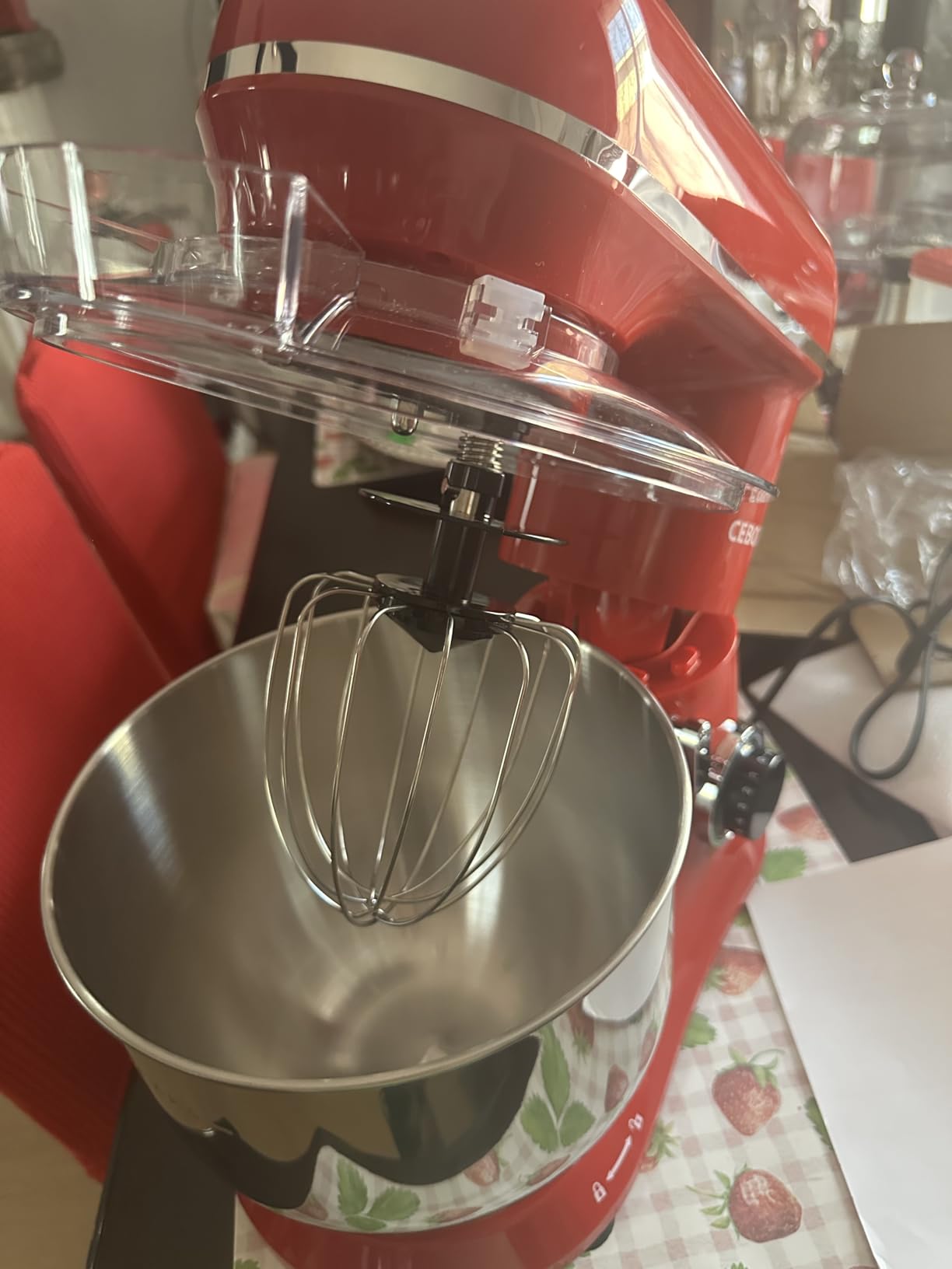 CEBORY 3-IN-1 Electric Stand Mixer, 6.5QT Bowl 660W 10-Speed Kitchen Mixer, Household Food Mixers include Dough Hook, Beater and Whisk, Bread Cake Mixer for Baking and Most Home Cooks, Red customer photo 2
