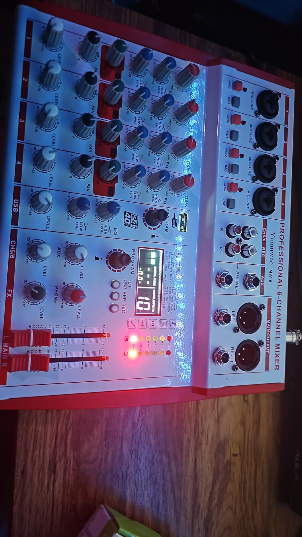 MW-6 White 6 Channel Professional DJ Audio Mixer, Portable Controller Mixer with DSP 99 Preset Effects for Live Streaming, Podcasting, Family Party, Music Recording customer photo 2