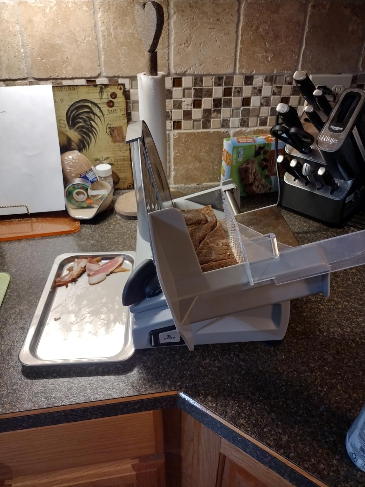 Meat Slicer, 200W Meat Slicer Machine for Home, DC Motor Quiet Deli Slicer with 2 Removable 7.5'' Stainless Steel Blades, Adjustable Dial for 0-15mm, Electric Food Slicer for Meat, Cheese, Bread customer photo 1