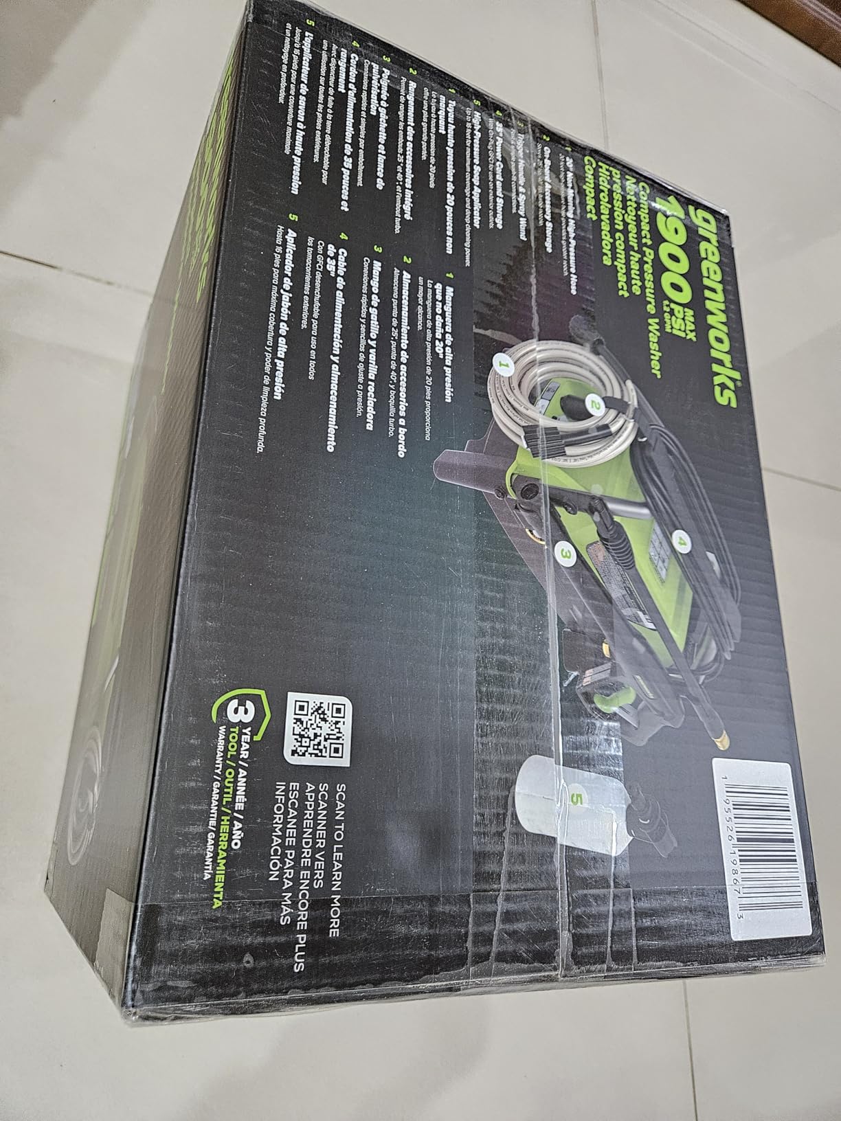 Greenworks 1900 PSI (SGS Certified) 1.2 GPM 13Amp Portable Compact Electric Pressure Washer customer photo 2