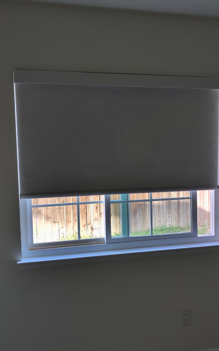 Aprilsmart Motorized Blinds with Remote,100% Blackout Smart Blinds Compatible with Apple HomeKit Alexa Google Home- Voice and app Control,Motorized Roller Shades Custom Size (Linen White-02) customer photo 1