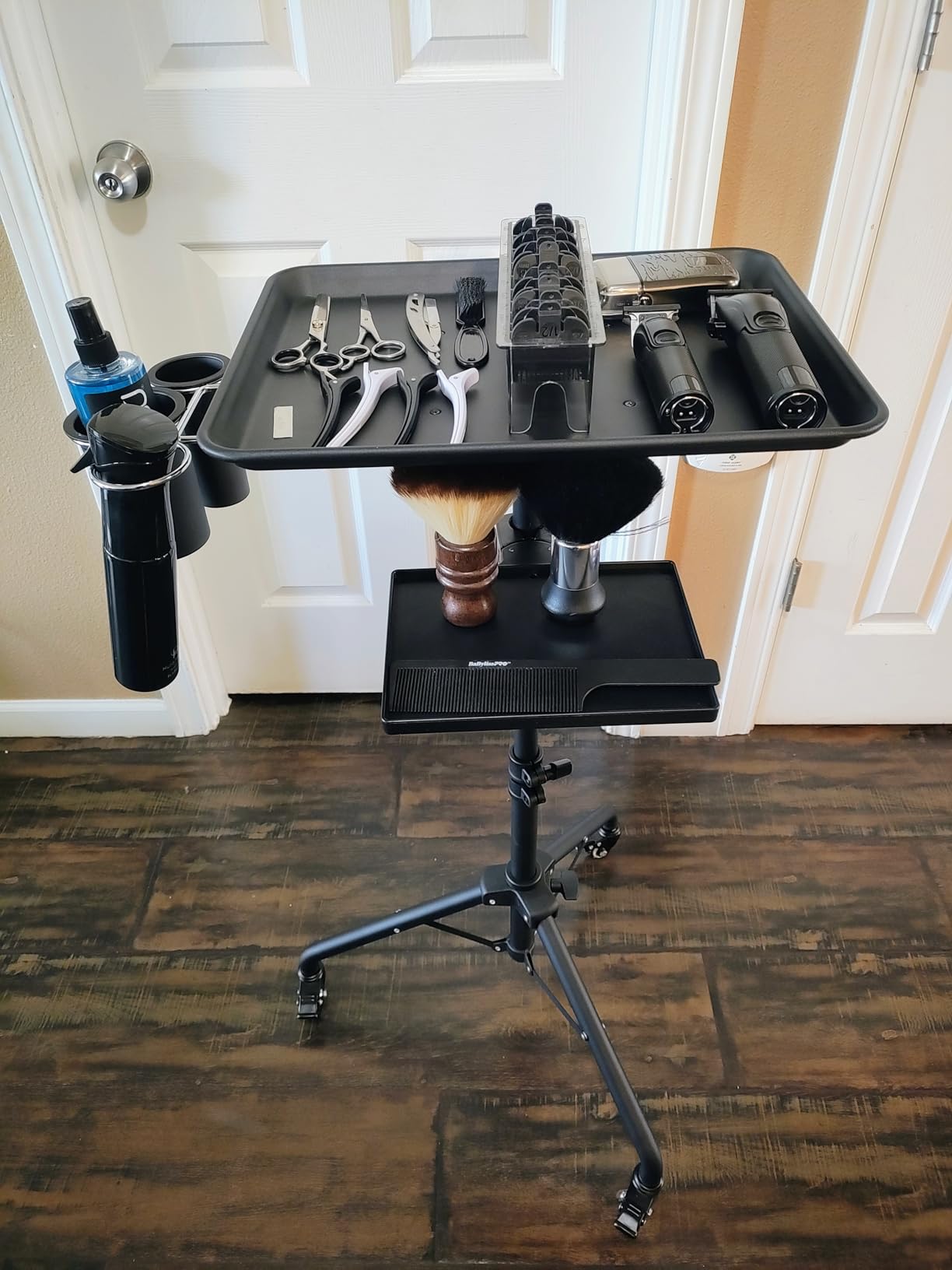 Salon Tray Cart on Wheels, Aluminum Tattoo Tray with Storage Platform, Adjustable Height Service Rolling Tray, Storage Tray Accessory for Salon Spa Dental Use, Rolling Tray Cart customer photo 1