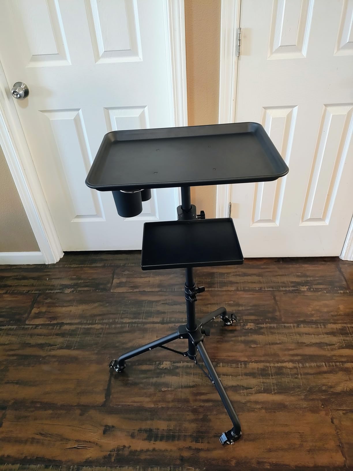 Salon Tray Cart on Wheels, Aluminum Tattoo Tray with Storage Platform, Adjustable Height Service Rolling Tray, Storage Tray Accessory for Salon Spa Dental Use, Rolling Tray Cart customer photo 2