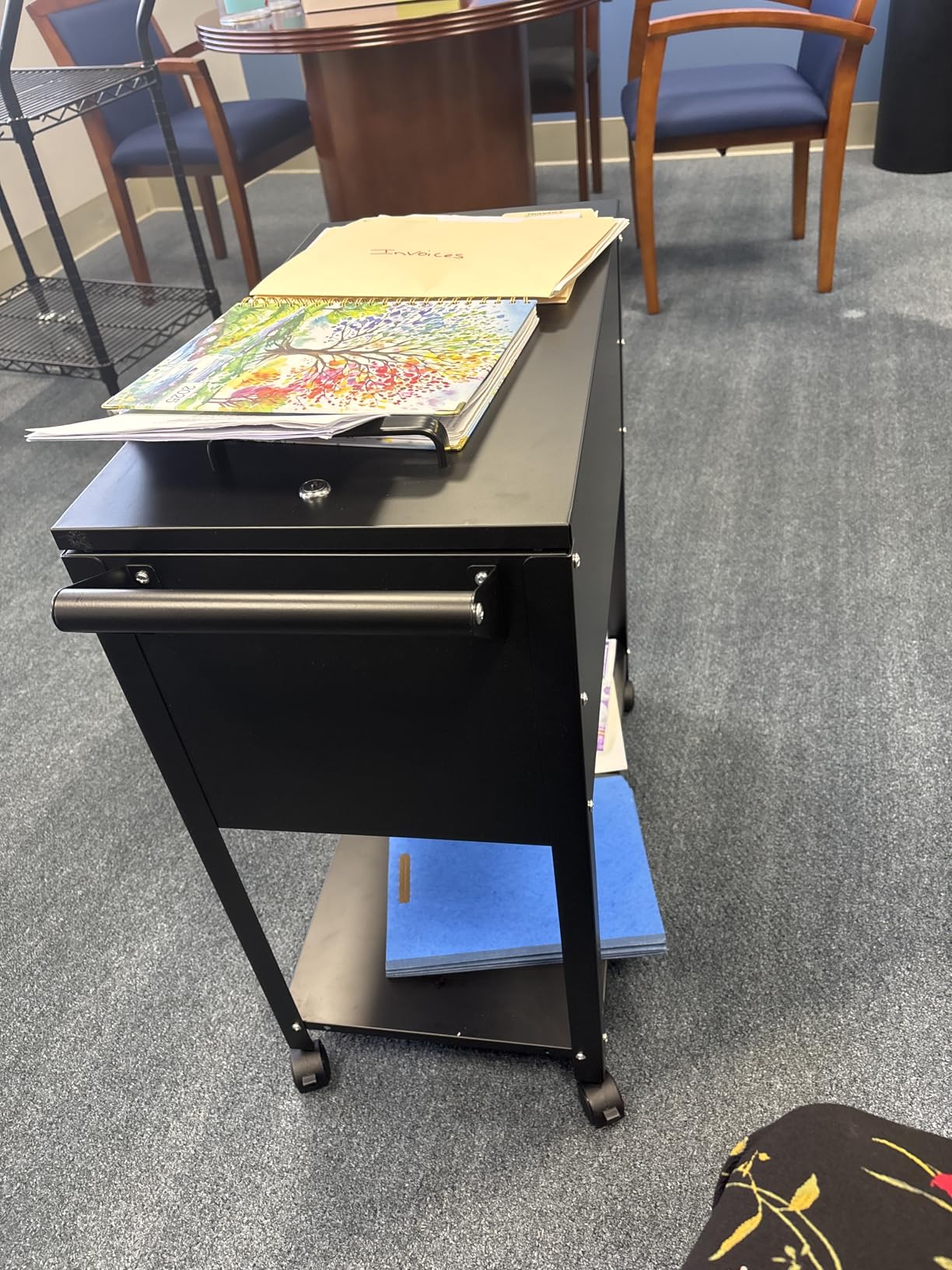 SISESOL Rolling File Cart with Wheels Hanging Files, Rolling File Cabinet Organizer, Rolling Hanging File Folder Cart on Wheels, Metal Filing Cart, Fit A4/F4/Letter/Legal File for Home Office (Black) customer photo 1