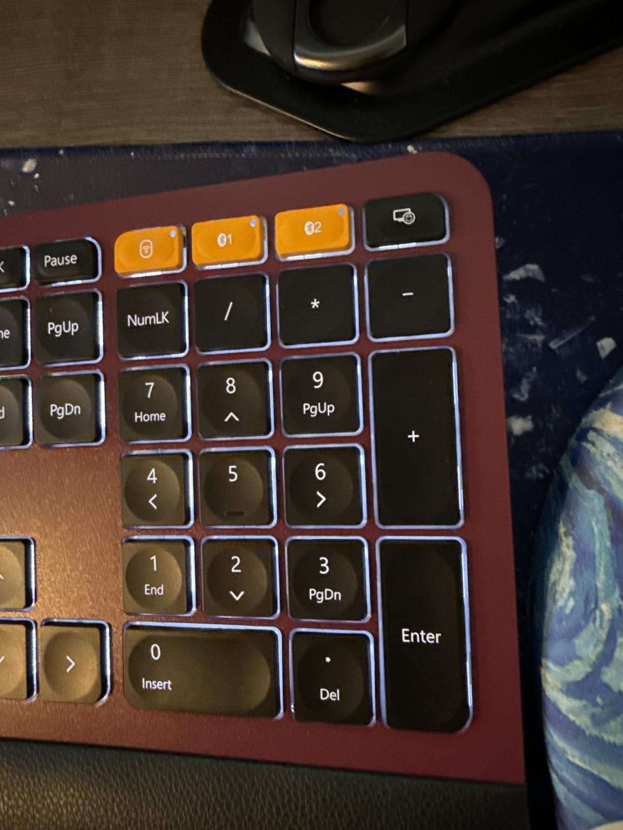 ProtoArc Backlit Bluetooth Ergonomic Keyboard, EK01 Plus Full Size Wireless Split Keyboard with Dual Bluetooth and USB, Cushioned Wrist Rest, Rechargeable, Compatible with Windows/Mac/Android, Blue customer photo 2