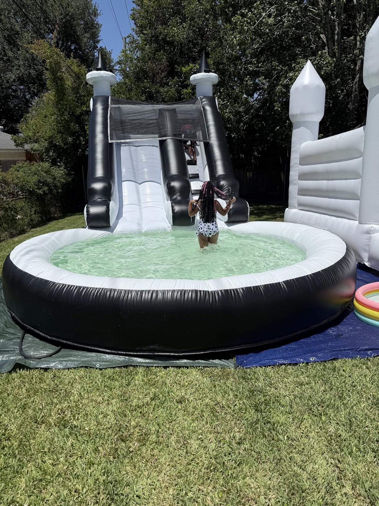 24FT(L) Inflatable Water Slide for Adults Kids【Giant Pool&Dartboard】 100% PVC Commercial Grade Water Slides with 1100W Blower, 0.45mm Heavy Duty Vinyl Blow Up Waterslide Backyard Outdoor, 24x13x13ft customer photo 1