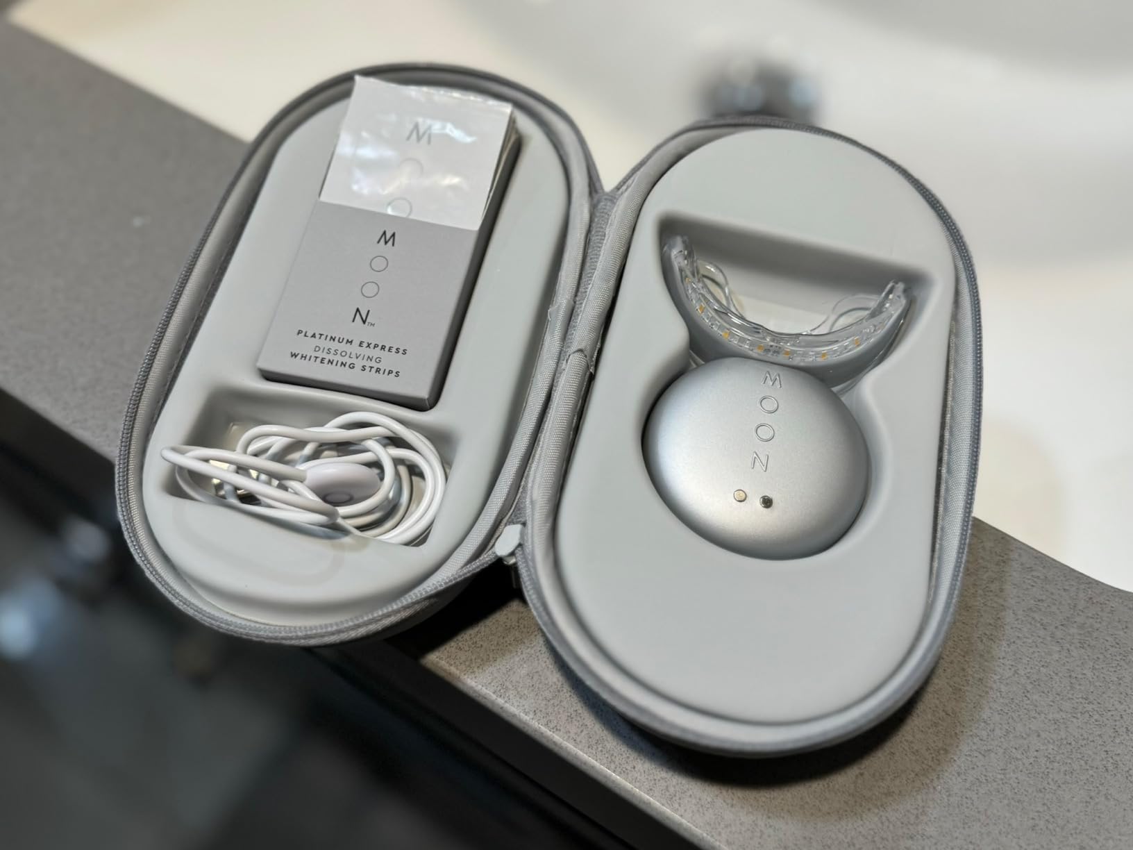 MOON Teeth Whitening Kit, Platinum Teeth Whitener LED Device, 28 Dissolving White Strips customer photo 2